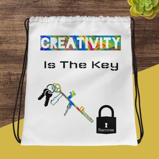 Creativity is the Key Drawstring bag